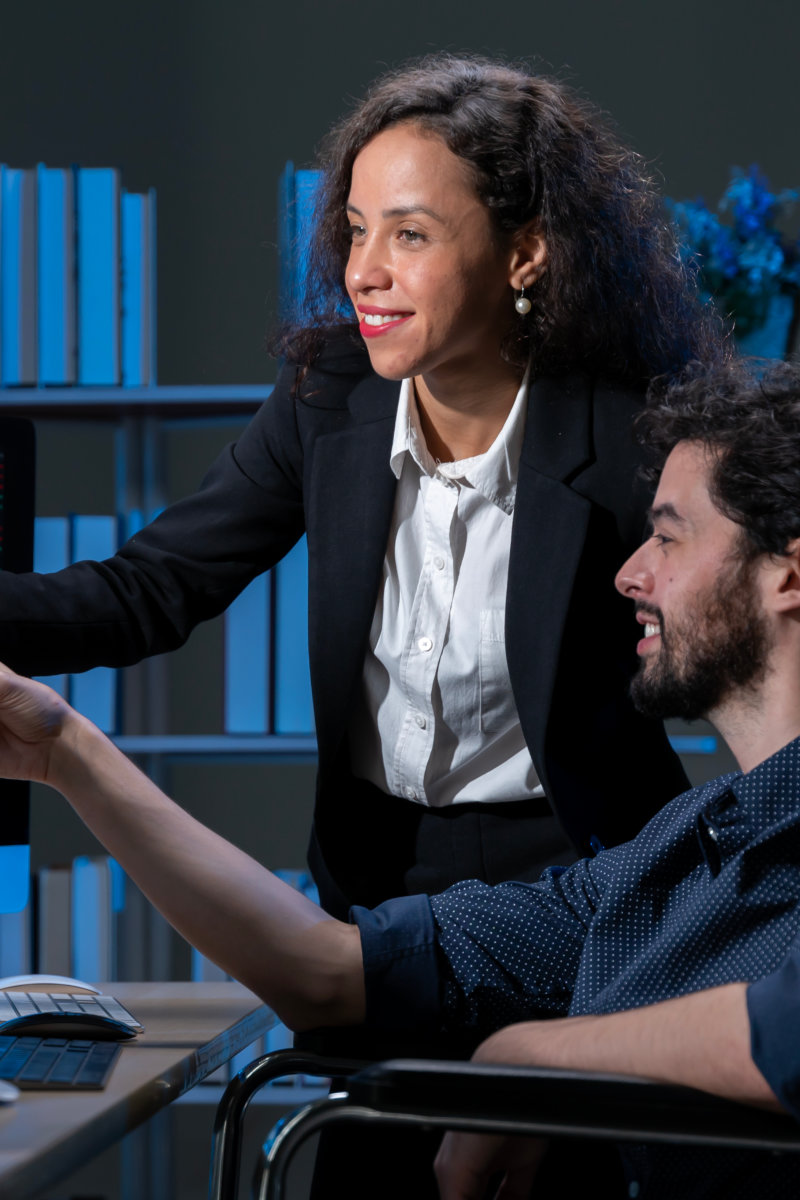 business men and women who are working hard