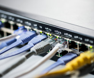 Cables connected to a hub