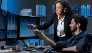 business men and women who are working hard 