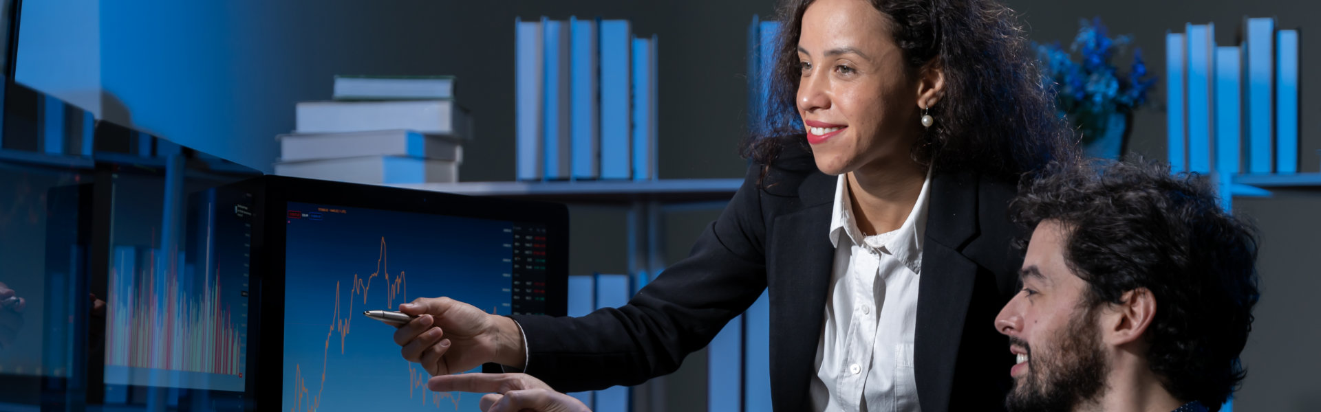 business men and women who are working hard